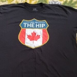 Men's Black 2XL Tragically Hip Canadian Flag Logo Rock Band Music Shirt